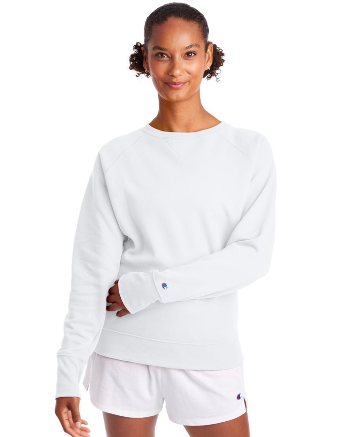 Champion Powerblend Fleece Classic Crew - Naisten Valkoinen Collegepaita - Suomi 8431269-YO